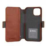 Krusell iPhone 14 Plus Fodral Leather PhoneWallet Cognac