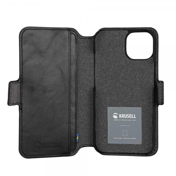 Krusell iPhone 14 Plus Fodral Leather PhoneWallet Svart