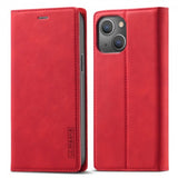 Lc.Imeeke iPhone 14 Plus Fodral med Kortfack Flip Röd