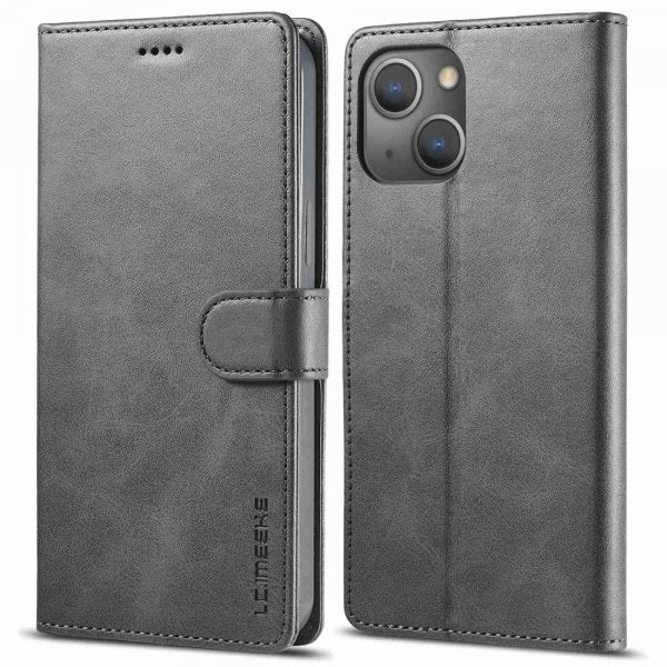 Lc.Imeeke iPhone 14 Plus Fodral med Kortfack Stativfunktion Grå