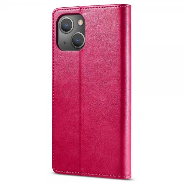 Lc.Imeeke iPhone 14 Plus Fodral med Kortfack Stativfunktion Magenta
