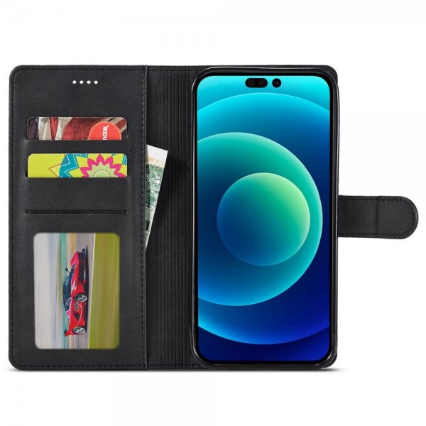 Lc.Imeeke iPhone 14 Plus Fodral med Kortfack Stativfunktion Svart
