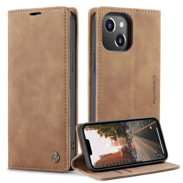 CaseMe iPhone 14 Plus Fodral Retro Flip Brun