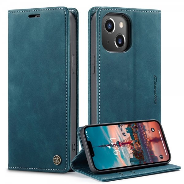 CaseMe iPhone 14 Plus Fodral Retro Flip Petrol