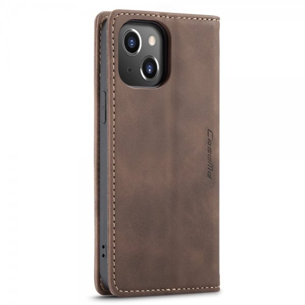 CaseMe iPhone 14 Plus Fodral Retro Flip Kaffe