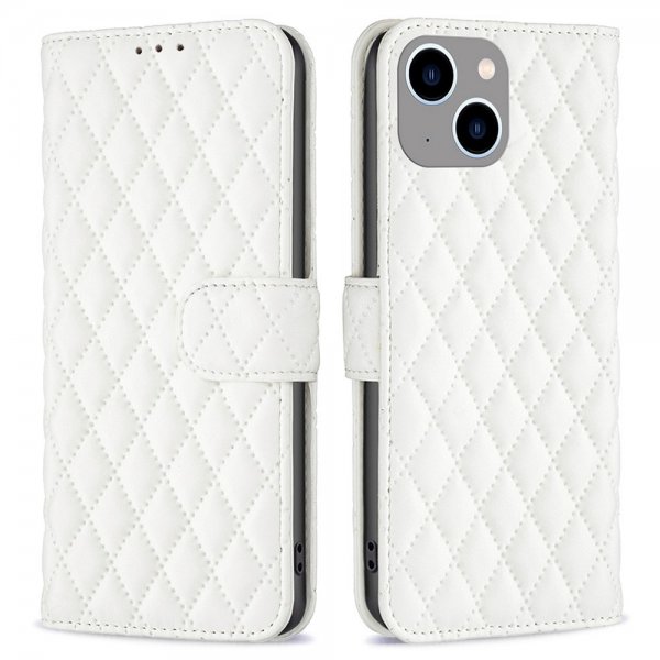 iPhone 14 Plus Fodral Rombmönster Vit