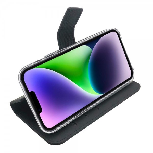 Celly iPhone 14 Plus Fodral Wally Wallet Case Svart