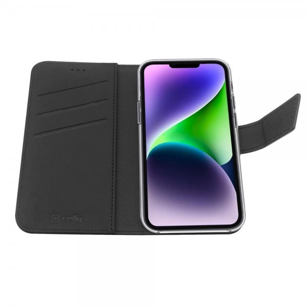 Celly iPhone 14 Plus Fodral Wally Wallet Case Svart