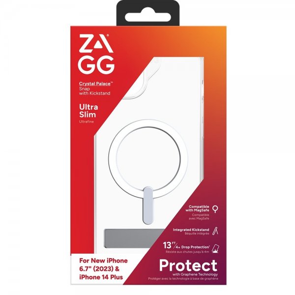 ZAGG iPhone 14 Plus/iPhone 15 Plus Skal Crystal Palace Snap Kickstand Clear