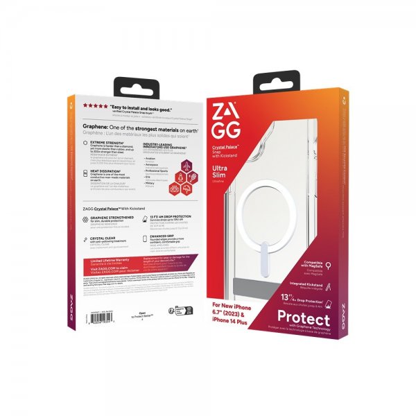 ZAGG iPhone 14 Plus/iPhone 15 Plus Skal Crystal Palace Snap Kickstand Clear