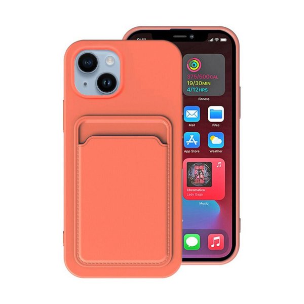 iPhone 14 Plus Skal Korthållare Orange