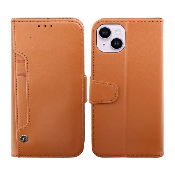 Rvelon iPhone 14 Plus Fodral Utfällbart Kortfack Brun