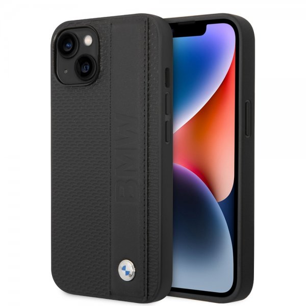 BMW iPhone 14 Plus Skal Big Logo Stripe Svart