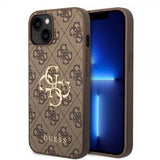 Guess iPhone 14 Plus Skal Big Metal Logo Brun