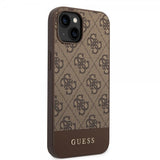 Guess iPhone 14 Plus Skal Bottom Stripe Metal Logo Brun