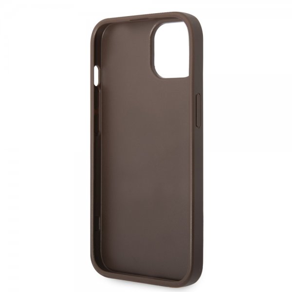 Guess iPhone 14 Plus Skal Bottom Stripe Metal Logo Brun