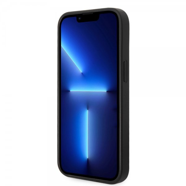 Guess iPhone 14 Plus Skal Bottom Stripe Metal Logo Grå