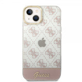 Guess iPhone 14 Plus Skal Bottom Stripe Script Logo Rosa