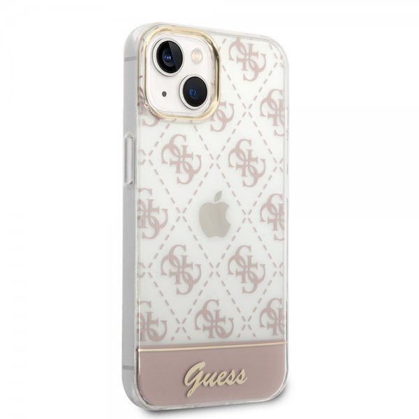 Guess iPhone 14 Plus Skal Bottom Stripe Script Logo Rosa