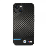 BMW iPhone 14 Plus Skal Carbon Effect Printed Logo Svart