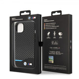 BMW iPhone 14 Plus Skal Carbon Effect Printed Logo Svart