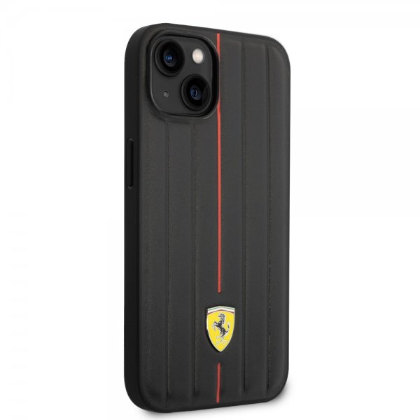 Ferrari iPhone 14 Plus Skal Embossed Stripes Röd
