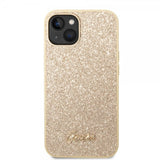 Guess iPhone 14 Plus Skal Glitter Flakes Metal Logo Guld