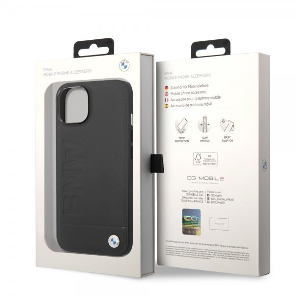 BMW iPhone 14 Plus Skal Hot Stamp Metal Logo Svart