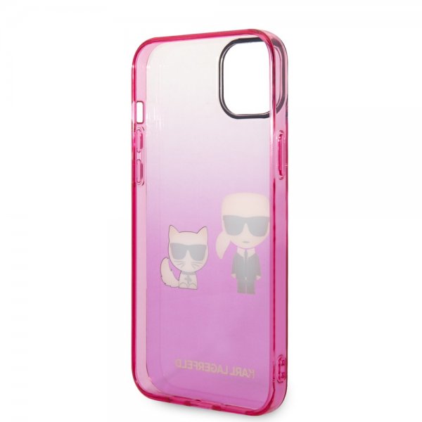 Karl Lagerfeld iPhone 14 Plus Skal Karl & Choupette Gradient Rosa