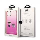 Karl Lagerfeld iPhone 14 Plus Skal Karl & Choupette Gradient Rosa