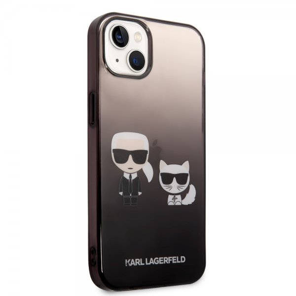 Karl Lagerfeld iPhone 14 Plus Skal Karl & Choupette Gradient Svart