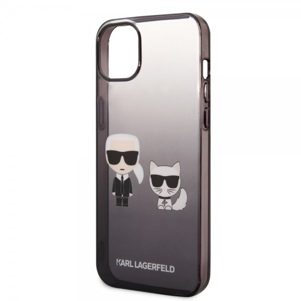 Karl Lagerfeld iPhone 14 Plus Skal Karl & Choupette Gradient Svart