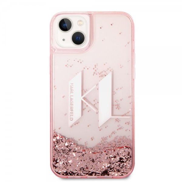 Karl Lagerfeld iPhone 14 Plus Skal Liquid Glitter Big Logo Rosa
