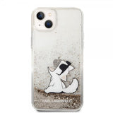 Karl Lagerfeld iPhone 14 Plus Skal Liquid Glitter Choupette Guld