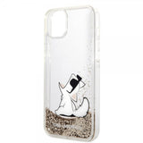 Karl Lagerfeld iPhone 14 Plus Skal Liquid Glitter Choupette Guld