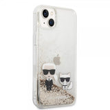 Karl Lagerfeld iPhone 14 Plus Skal Liquid Glitter Karl & Choupette Guld