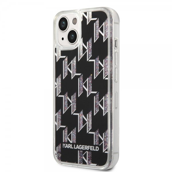 Karl Lagerfeld iPhone 14 Plus Skal Liquid Glitter Monogram Svart