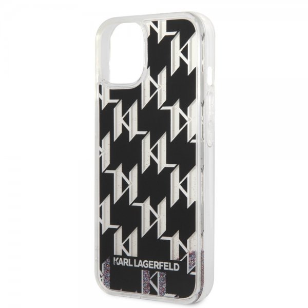 Karl Lagerfeld iPhone 14 Plus Skal Liquid Glitter Monogram Svart