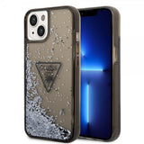 Guess iPhone 14 Plus Skal Liquid Glitter Translucent Svart