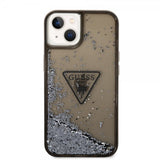 Guess iPhone 14 Plus Skal Liquid Glitter Translucent Svart