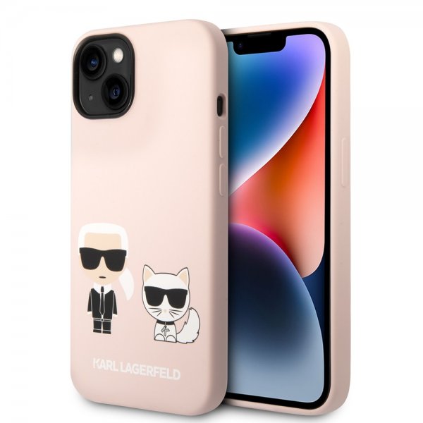 Karl Lagerfeld iPhone 14 Plus Skal Liquid Silicone Karl & Choupette Rosa