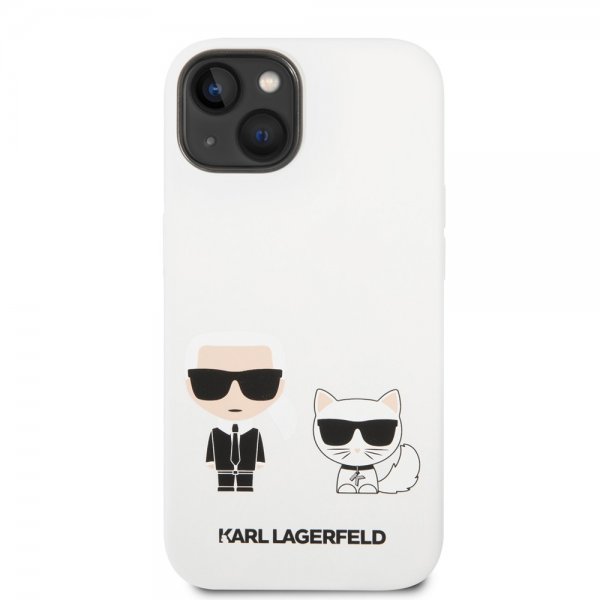 Karl Lagerfeld iPhone 14 Plus Skal Liquid Silicone Karl & Choupette Vit