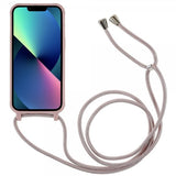 iPhone 14 Plus Skal med Strap Mörkrosa
