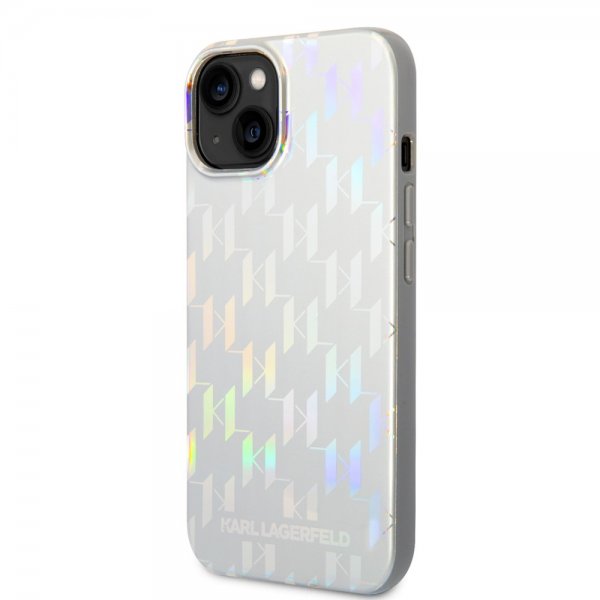 Karl Lagerfeld iPhone 14 Plus Skal Monogram Iridescent Silver