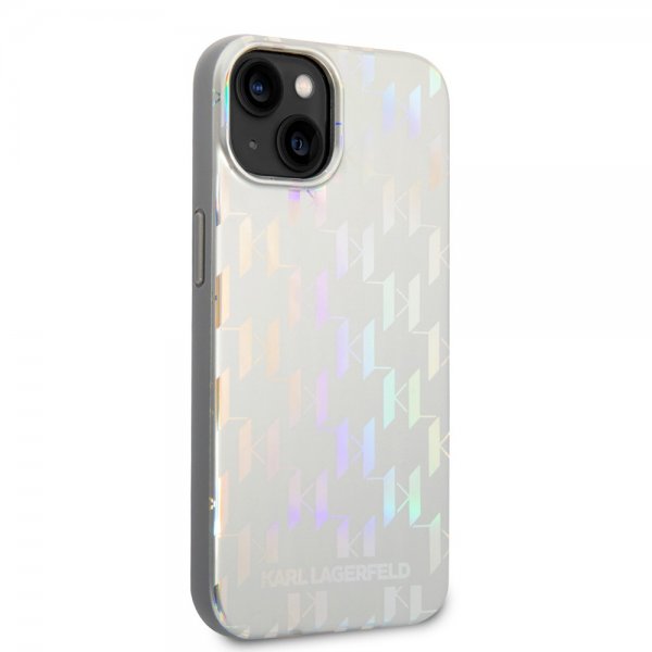 Karl Lagerfeld iPhone 14 Plus Skal Monogram Iridescent Silver