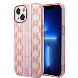 Karl Lagerfeld iPhone 14 Plus Skal Monogram Vertical Stripe Rosa