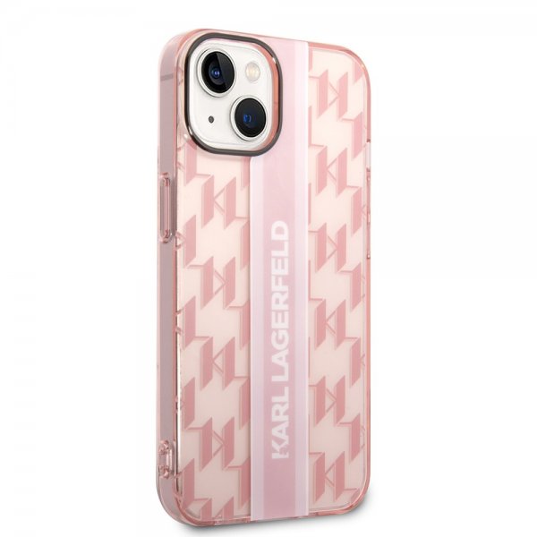 Karl Lagerfeld iPhone 14 Plus Skal Monogram Vertical Stripe Rosa