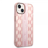 Karl Lagerfeld iPhone 14 Plus Skal Monogram Vertical Stripe Rosa