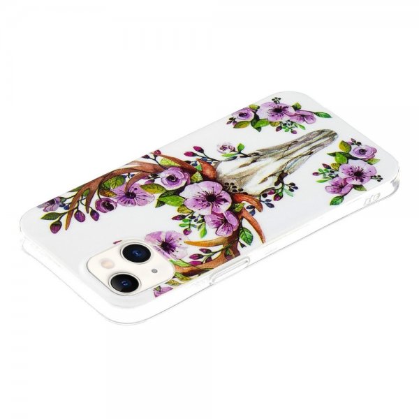 iPhone 14 Plus Skal Motiv Blommor och Hjort