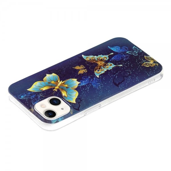 iPhone 14 Plus Skal Motiv Guldiga Fjärilar